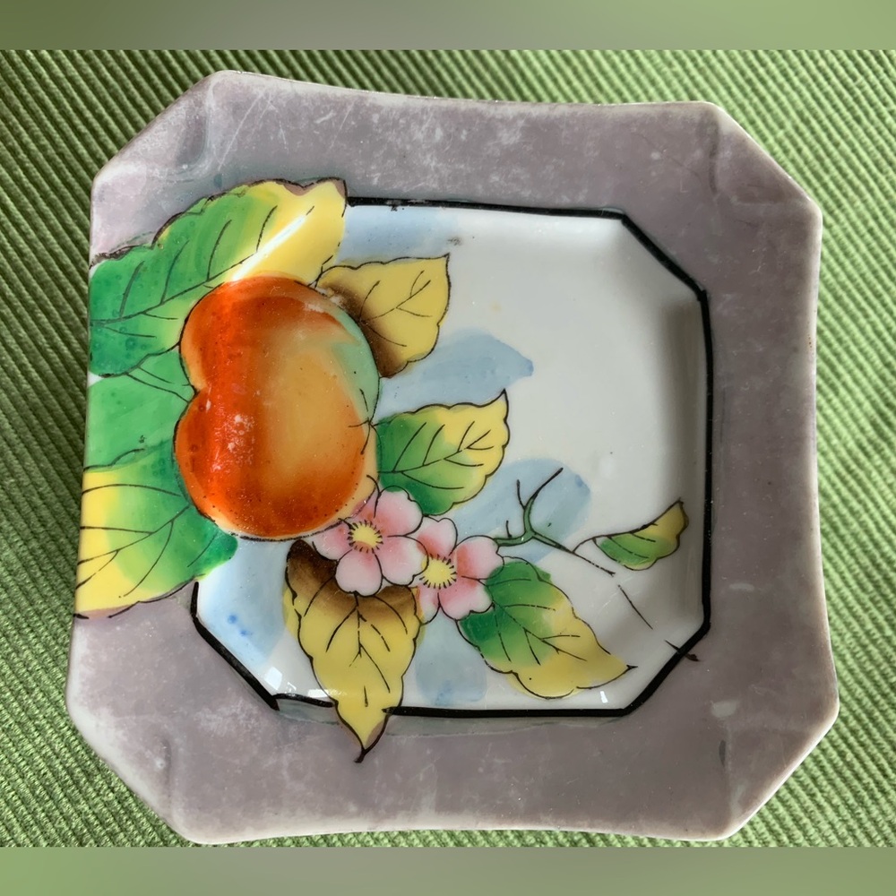 Vintage made in Japan hand painted fruit and flower dessert plates.  6 total